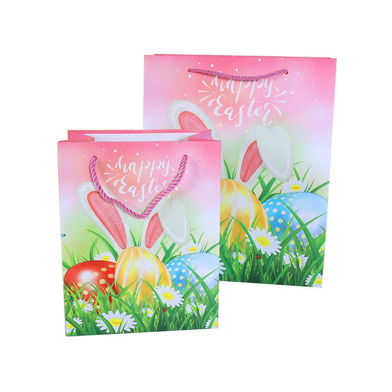 Kairui Little Rabbit Gives Present Bunny Pattern Packaging Retail Premium Custom Paper Bags With Handle