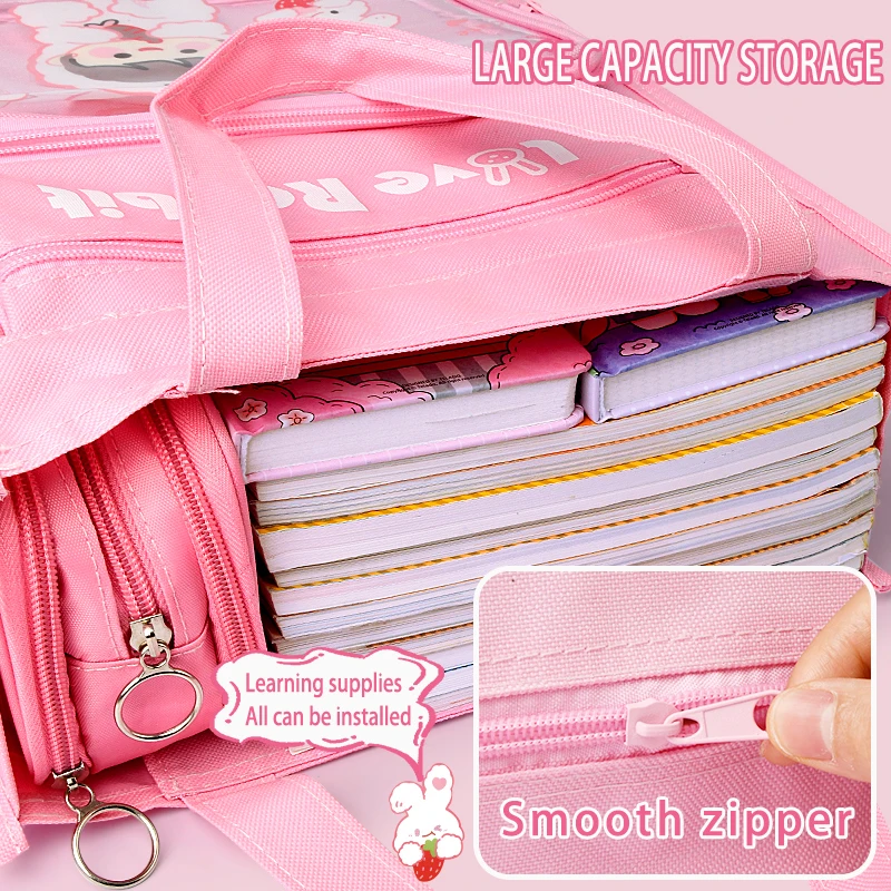 Multi functional student tutoring bag Large capacity file bag A4 zipper canvas portable stationery storage bag