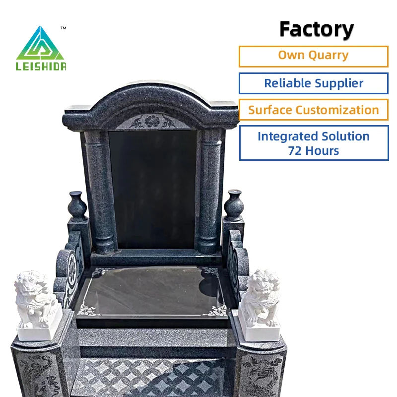 Manufacture Sale Hand Carved Black Granite Gravestone for Memorial