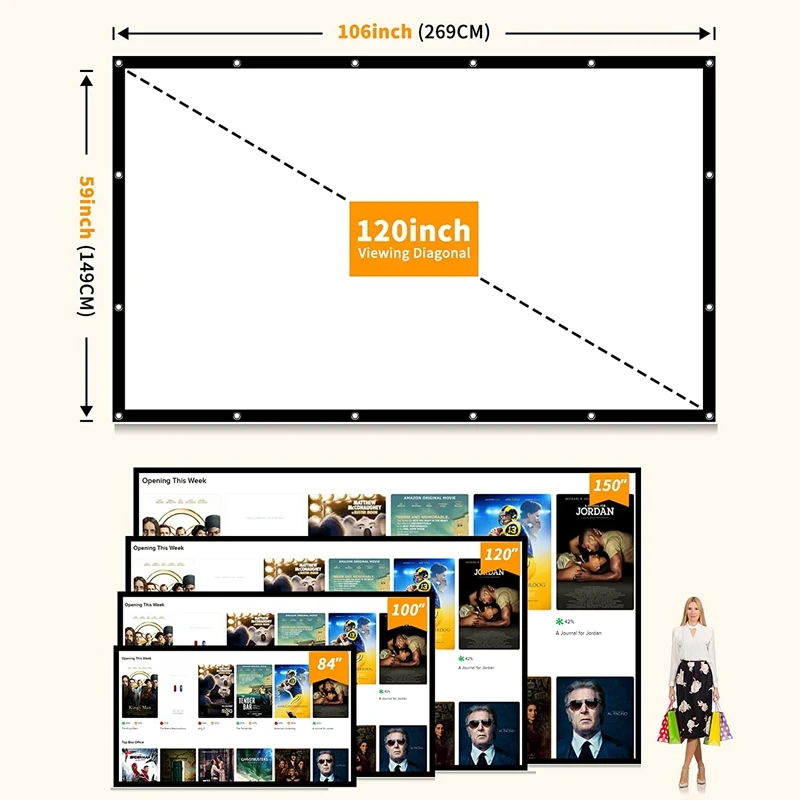 Factory Direct Supply Cheapest Price 16:9 High Quality Large Electric Projector Screen Outdoor