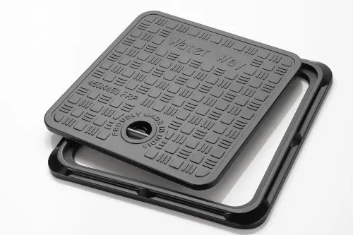 Square 600*600 FRP composite manhole cover with frame