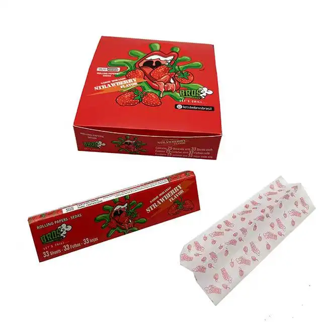 best quality  bros rice strawberry flavor paper  cigarette rolling papers flavour custom for smoking  OEM