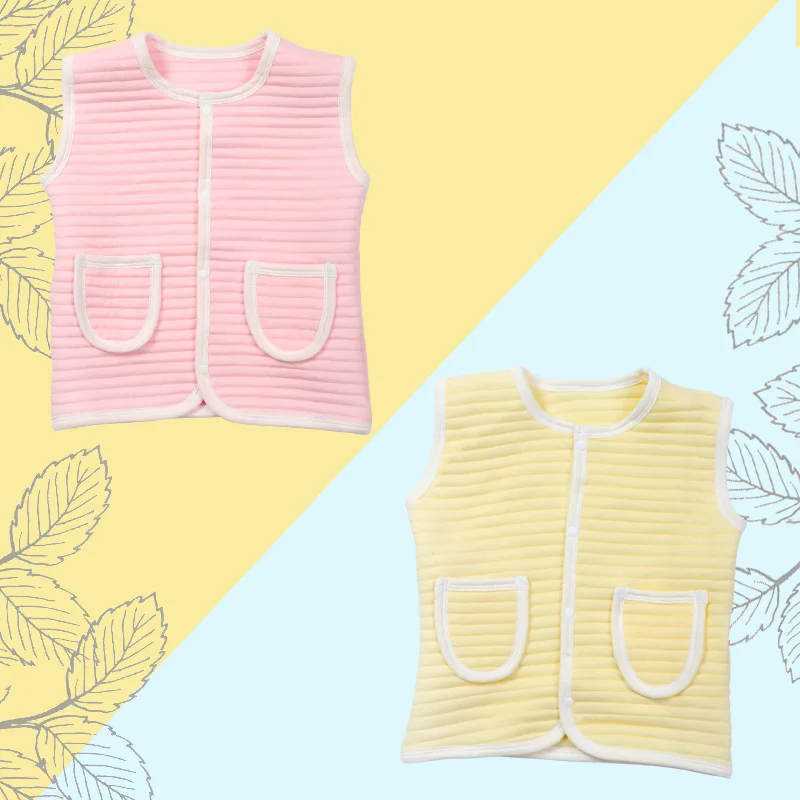 
2021 Spring and Summer Unisex Baby Sleeveless Vest All-match Baby 0-2 years old Cardigan Cotton Knitted Vest 