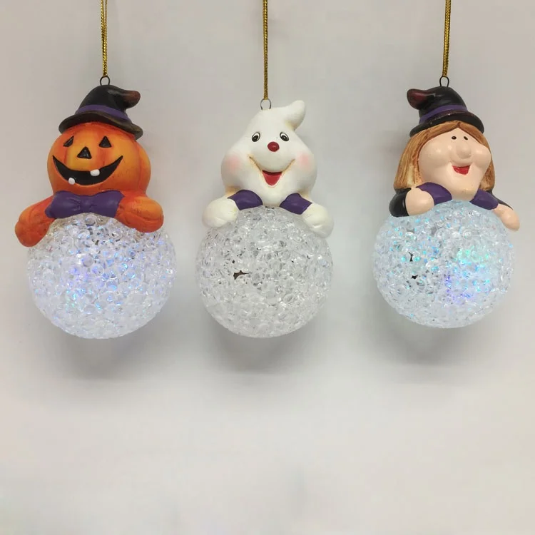 Beautiful handpainted cheap glazed halloween decorative ball led light ceramic pumpkin/monster/witch