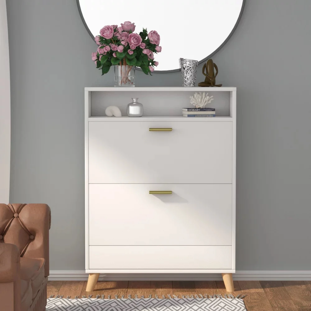 Modern Sliding Door Ultra Thin Slim Folding Foldable Tipping Slim Thin Shoe Cabinet Rack Storage Shelf Living Room Furniture