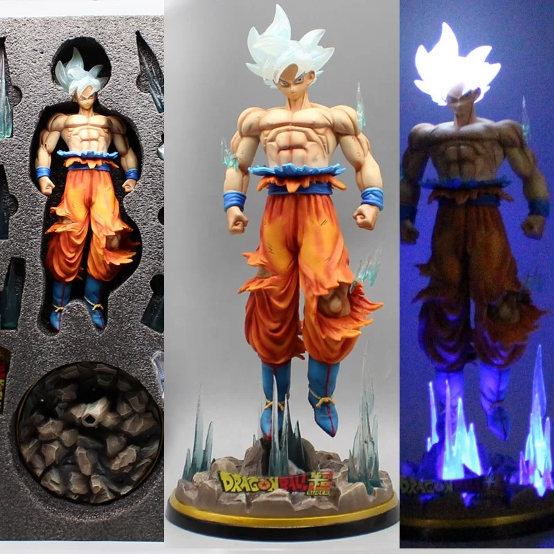Фигурки аниме с шаром сын Гоку белый бог фигурка Migatte No Gokui огнями 32 см Статуэтка из ПВХ Коллекционная модель игрушки