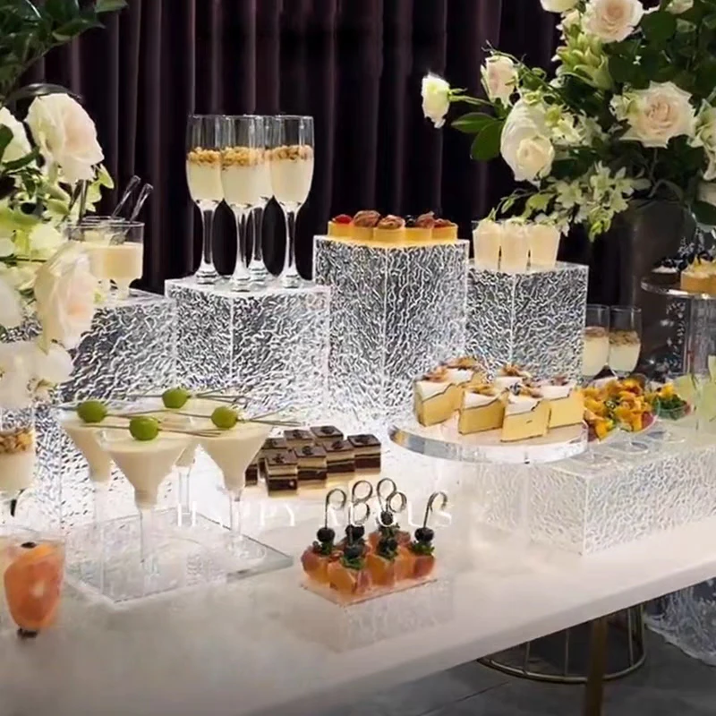Custom Acrylic Riser Stand Buffet Table Food Display Stands Nesting Dessert Risers Cube Lucite Display Box for Wedding