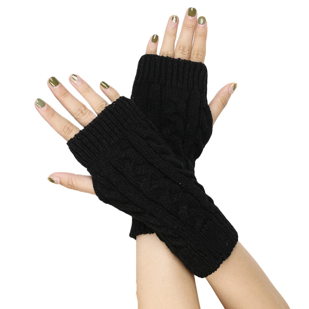 Hot Selling Winter Gloves Warm Yarn Half Finger Short Wrist Finger Arm Cover Winter Warm Acrylic Sleeve Warm Woolen gloves