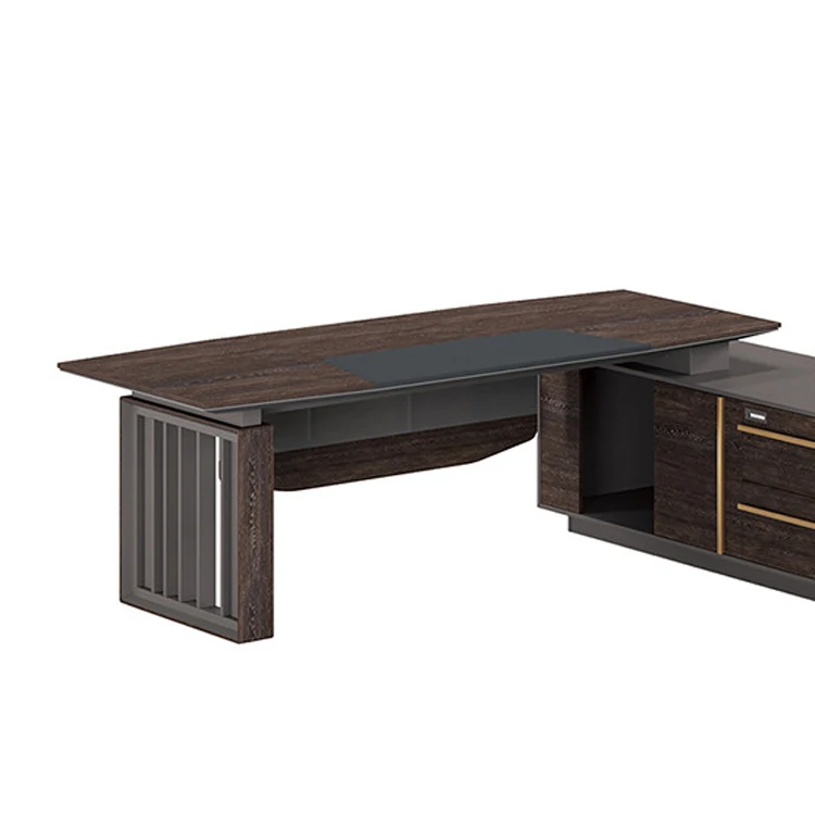 Foshan manufacturer heat resistant walnut MDF L type vip executive office desk table