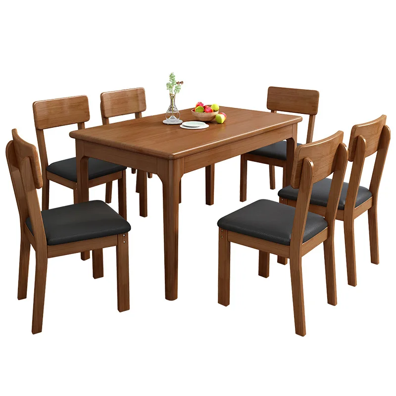 Chinese Style Furniture Folding All Solid Wood Round Dining Table And Chair Combination Apartment Dining Table Suits