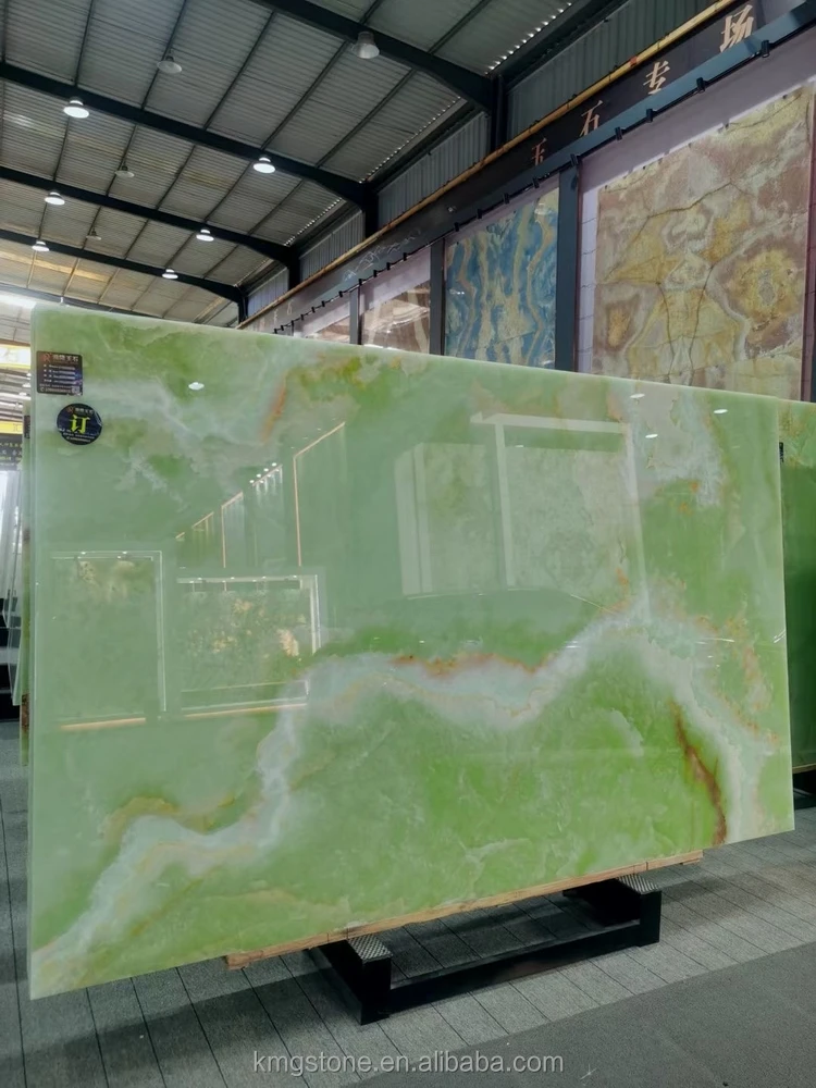 Jade Green Onyx Slabs Natural Fireproof Tile for Dining Living Room Bedroom Application