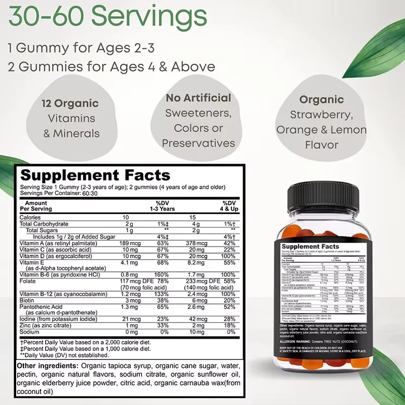 Private Label Kids Calcium Vitamin D3 Gummies Natural Kids Vitamin Gummies for Bone Health & Teeth Support