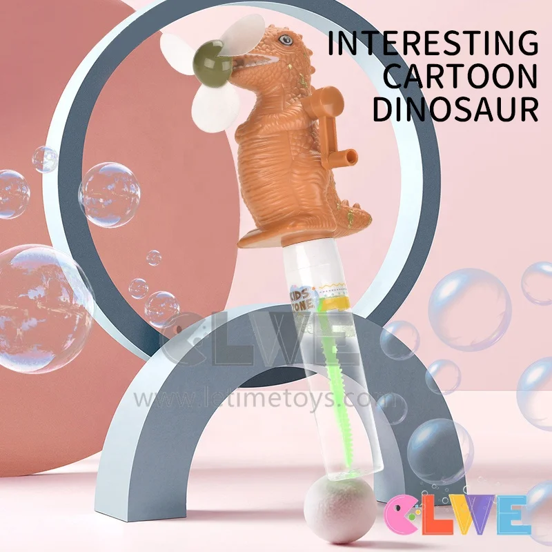 ABS novelty handheld fan bubble stick surprise gift for kids dinosaur feature handheld fan animal bubble stick  bubble wand