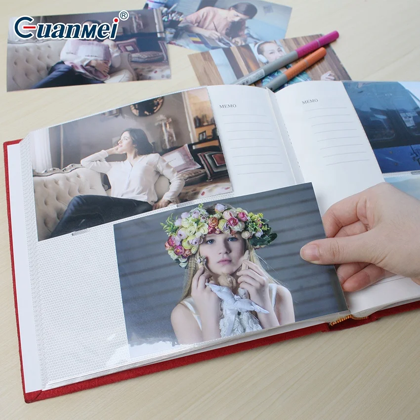 Sewn Bonded Photo Album Book, Family Albums, Cloth Cover Pocket 200 Photos Hold 4X6 Picture  Horizontally,white