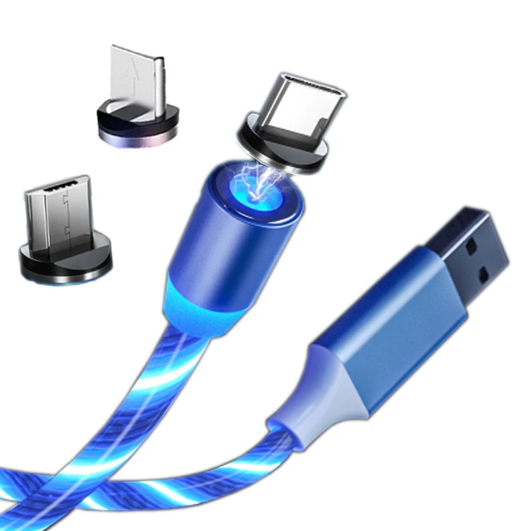 Amazon Лидер продаж LED 3 в 1 магнитное зарядное устройство для телефона Micro USB кабель для зарядки