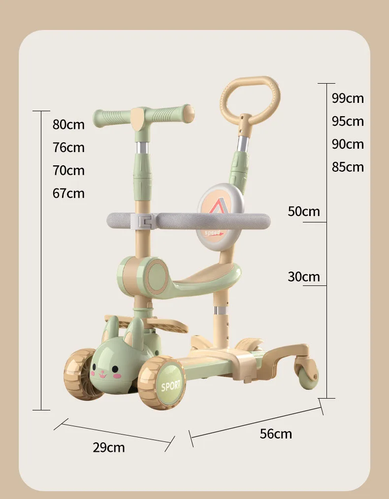 2024 Hot selling high quality Wholesale 2-12 Years Old Extra-wide Board Folding Kick 3 Wheels With Seats Kids Scooter With Light