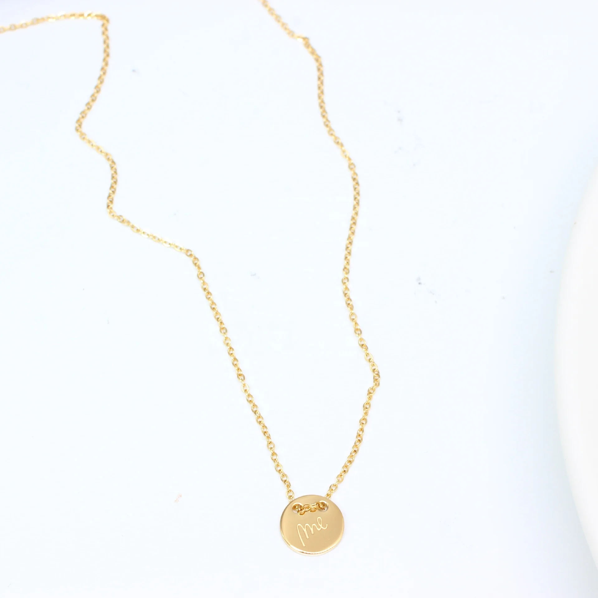 2021 Новые Модные женские ювелирные изделия 14K позолоченное Настоящее ME дизайн письмо me гравировка 316 ожерелье из нержавеющей
