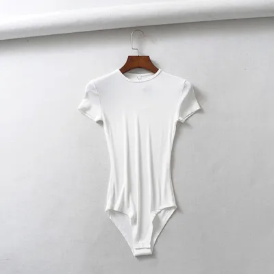 Wholesale cotton short sleeve sexy women bodysuit tops solid tight bodysuits for ladies