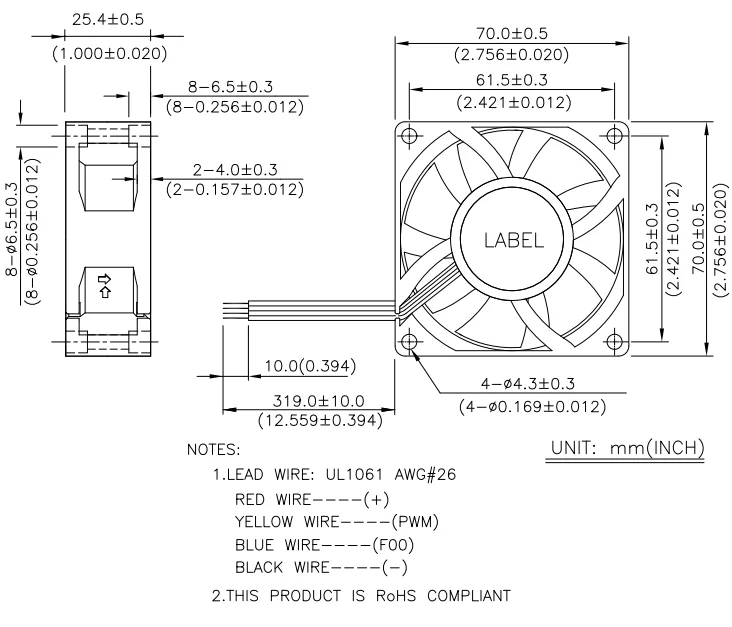 Delta AFB0712SHX02 PWM FG 12v reversible fan 4 pin 70mm 70x70x25mm 7025 dc fan