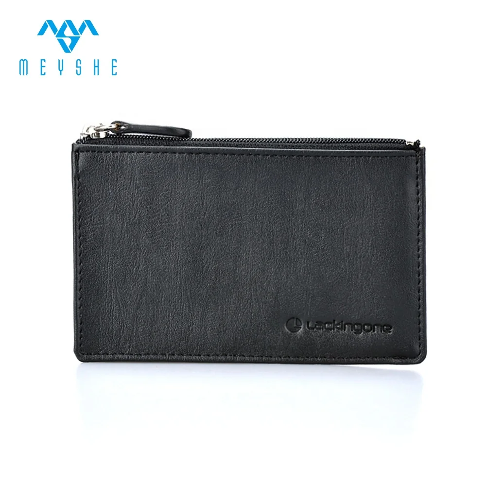 Unisex Handmade Genuine Black Leather Coin Purse with Cheap Zipper Fashionable Daily Use Case or Stylish Lady Gift Idea