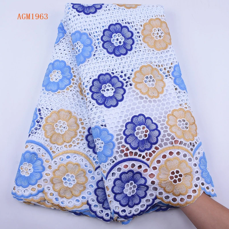 
Embroidery French Swiss Voile Lace High Quality African Lace Fabric Nigeria 100% Cotton Lace For Wedding Party Dress 1963 