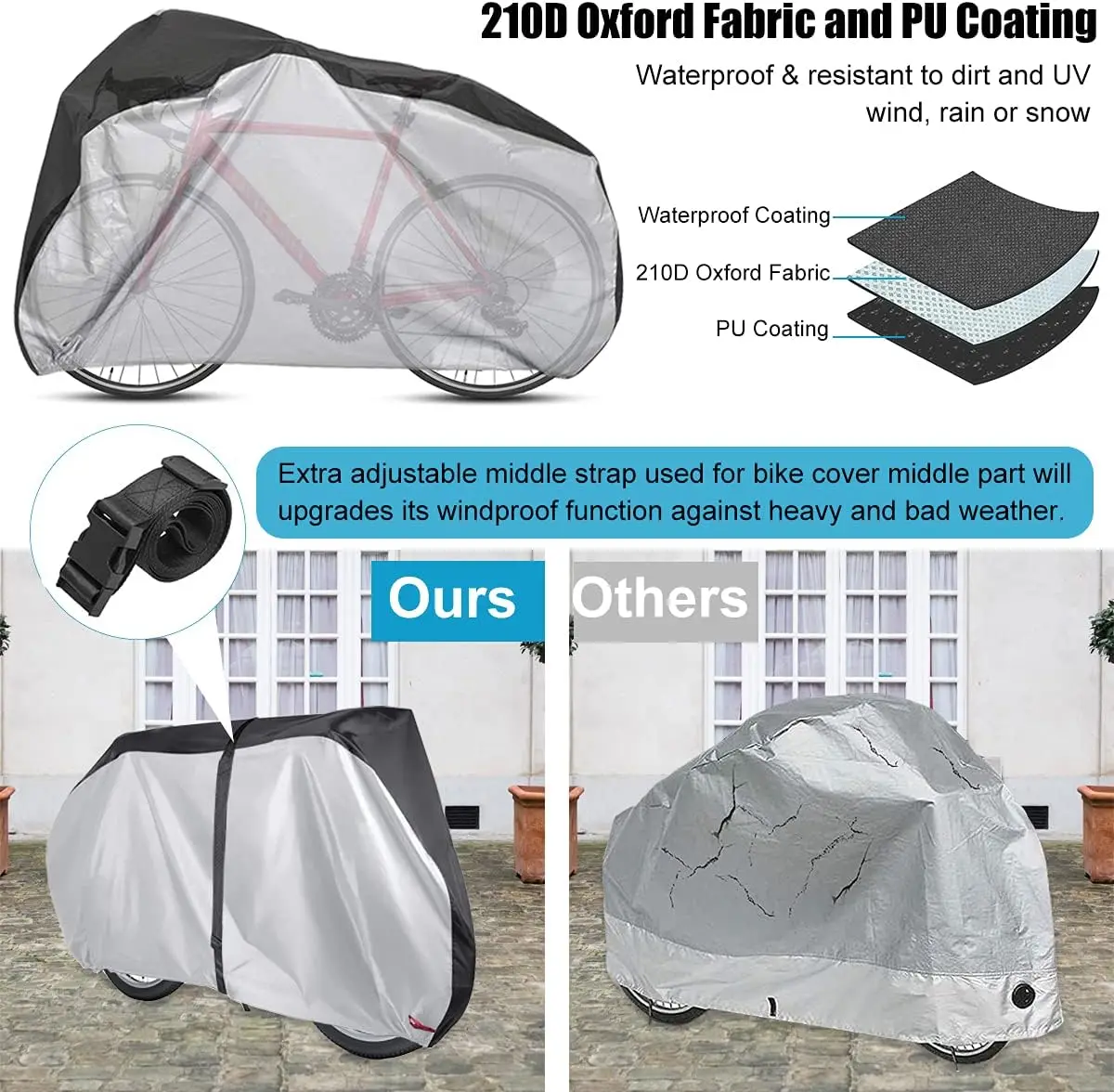 Waterproof Factory Stock Motorcycle Cover Sunproof and Windproof Bicycle Cover for Motor Bike Bicycle Furniture Accessories