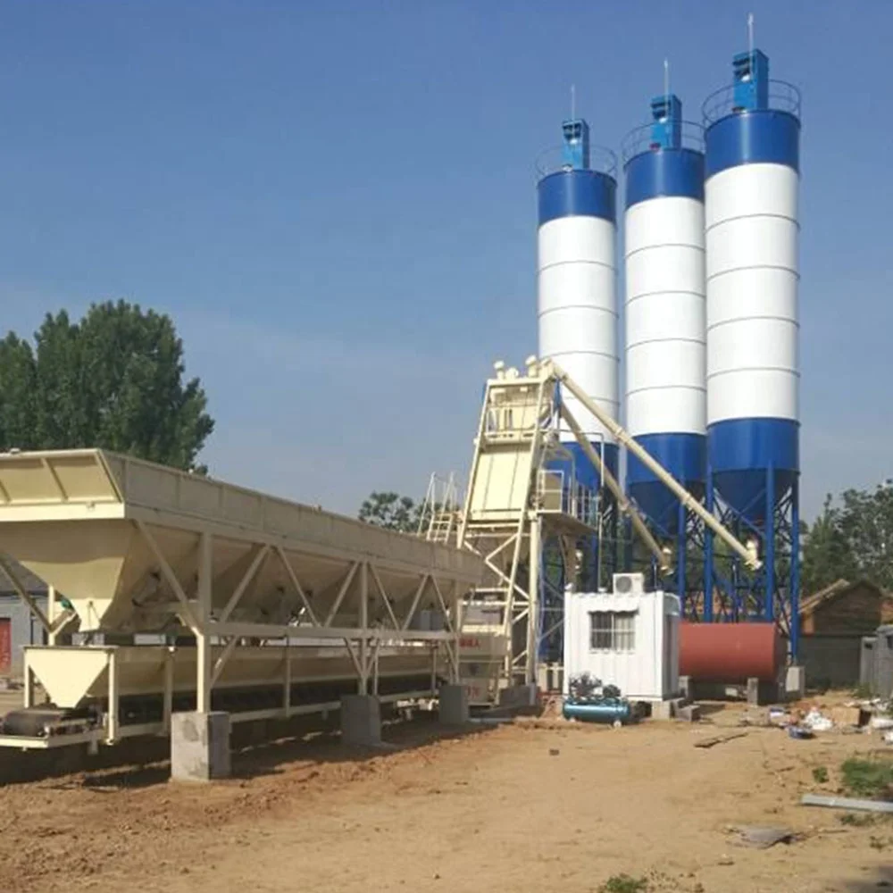 HZS75 skip type high performance ready mix stationary electrical advanced automatic concrete batching plant in Pakistan