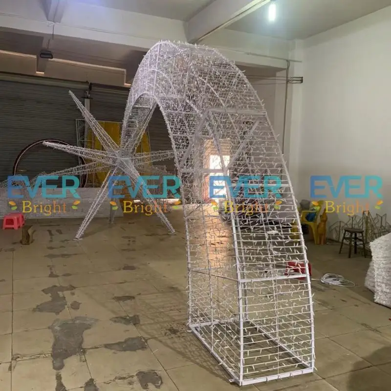 Outdoor Waterproof 3D Warm White LED Five Star Motif  Christmas Lights for Shop Mall Decoration