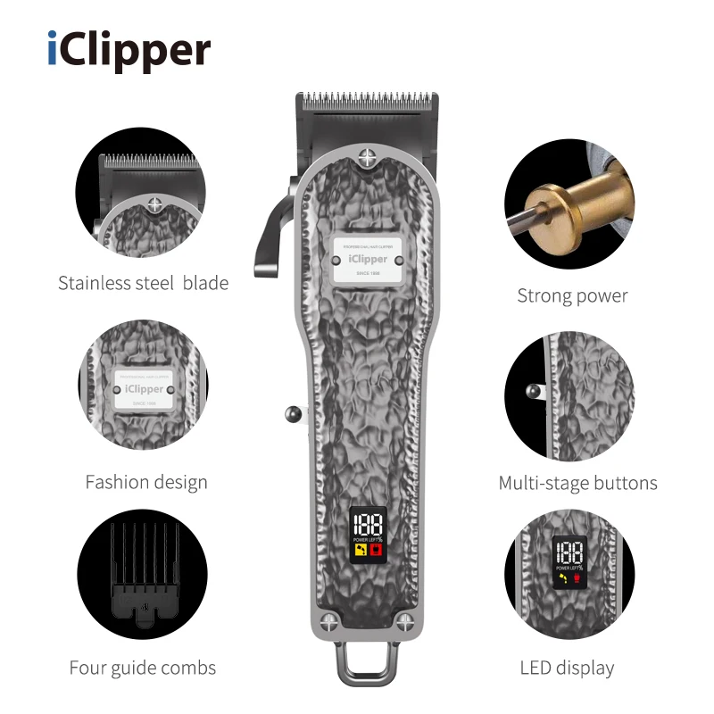 IClipper-K2S OEM фабрики производят парикмахер ножницы парикмахера для волос машина резки цельнометаллический USB профессиональная машинка