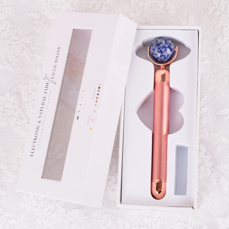 High Quality Metal Welded Face Massage Natural Facial Anti Aging Purple Black Pink Green Electric Jade Roller Skin Care
