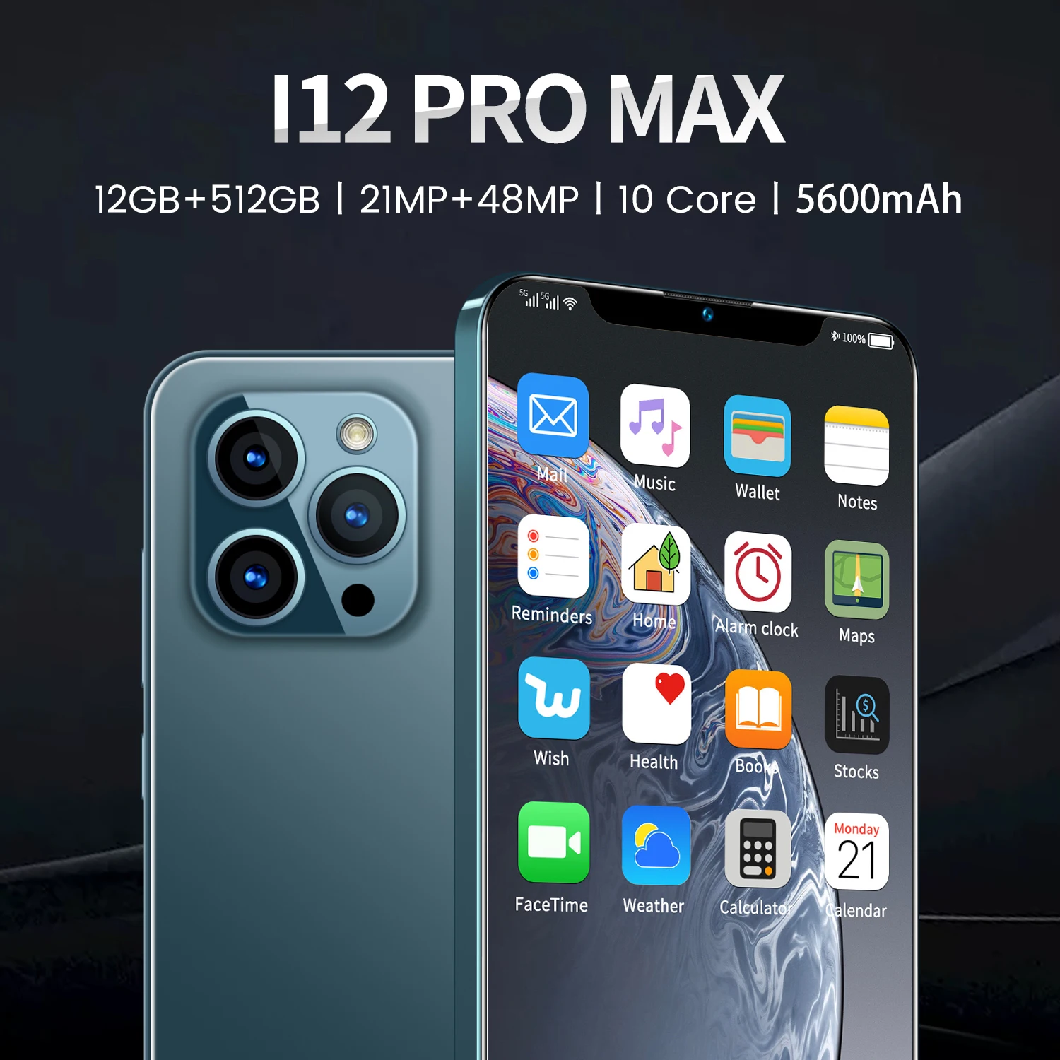 Hot selling cheap 6.3 inch i12 Pro max Android 3 sim card smartphone