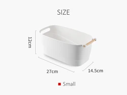 Hot Selling PP Plastic Household Sundries Snacks Books Toys Clothes Storage Box Organizer with Wooden Handle