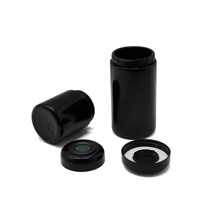 High Tech 10ml 150ml 30ml 50ml 100ml Dark Violet Stash UV Glass Jar with Humidity thermometer