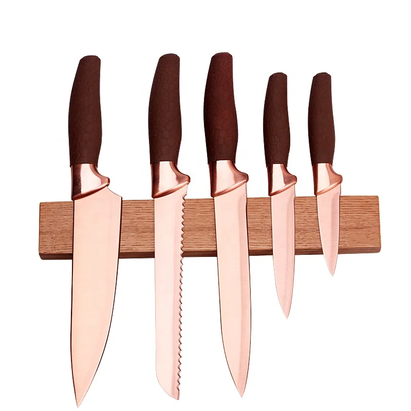 High Quality Knife Accessories 16 Magnetic Suction Cup Wooden Holder Knife Strip Oak Magnetic Wood Natural Holding Knives