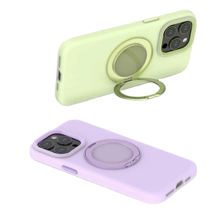 Liquid Silicone Skin Feel For iPhone 16 Magnet Holder Anti- Drop Pure color Phone Case For iPhone 16 Plus Pro Max