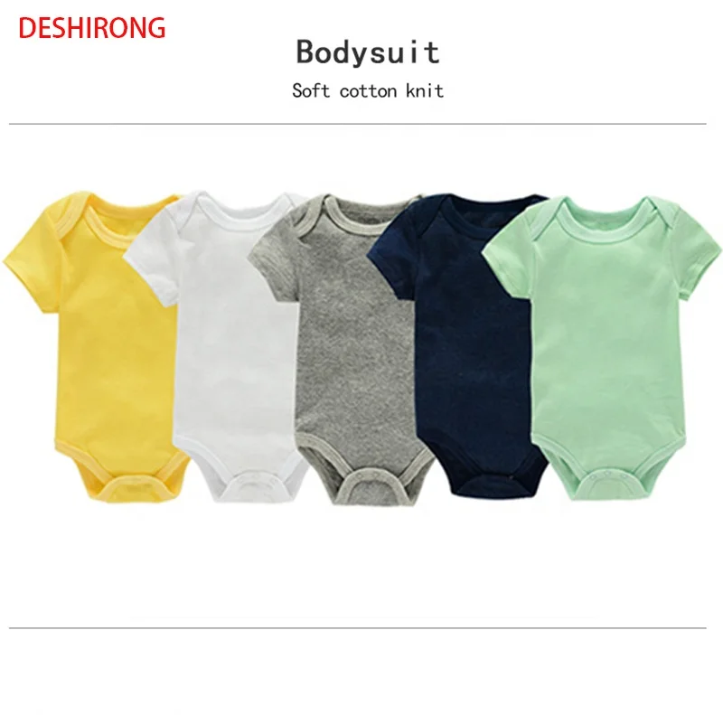 2022 Hot For Online Selling Multi-Color INS Candy Color Short Sleeve Baby Romper 100% Cotton Plain Baby Rompers