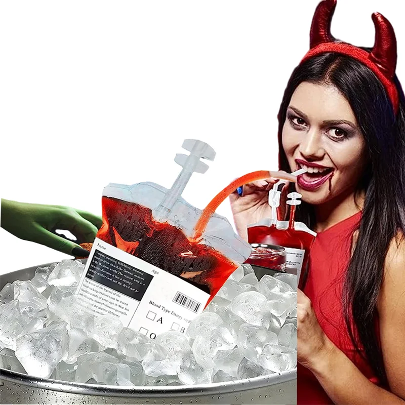 Chilling Vampire Blood Drink Bags for Halloween Festivities