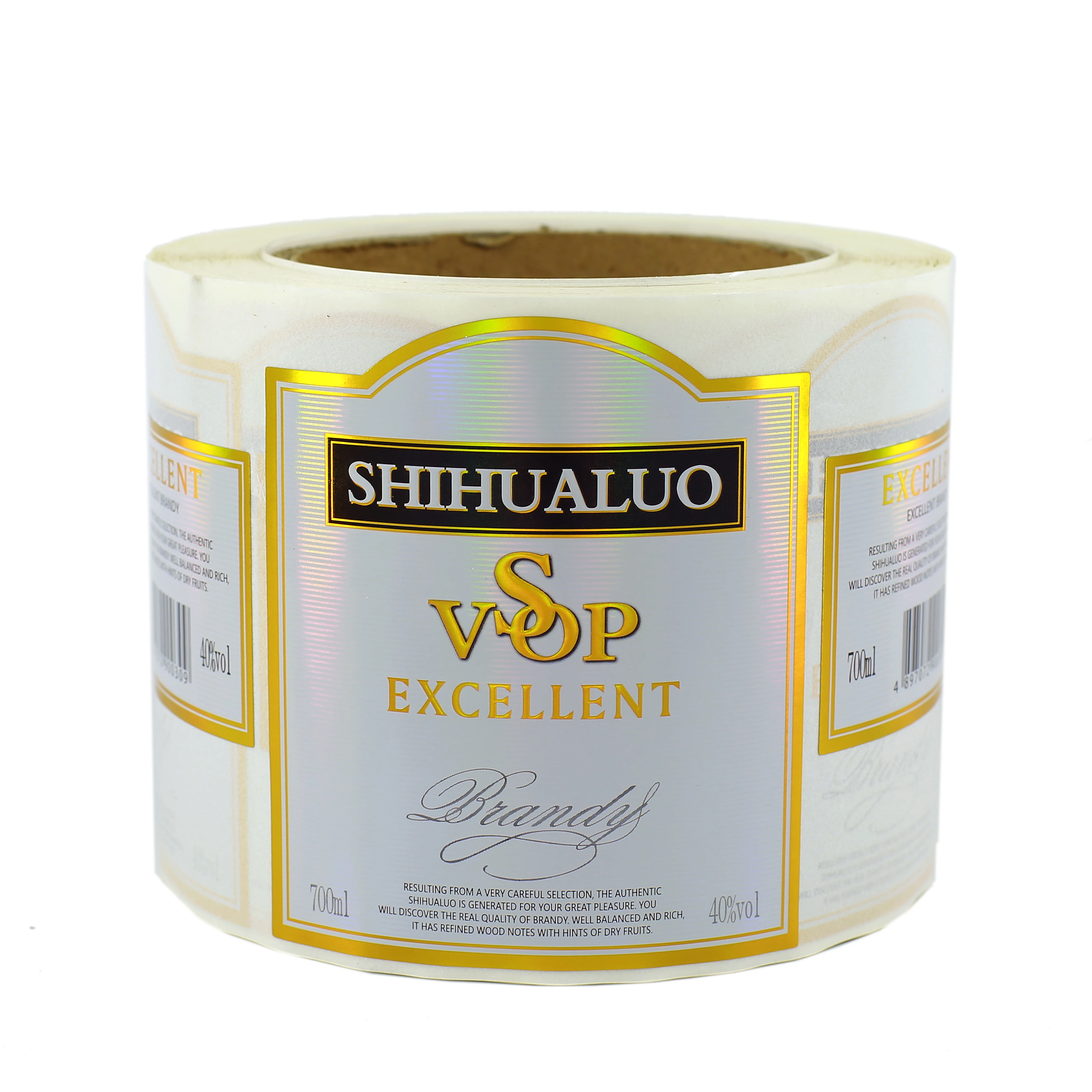 Индивидуальный логотип от производителя брендовый дизайн водонепроницаемая упаковка клейкая печатная наклейка для винных бутылок рулон золотых этикеток из