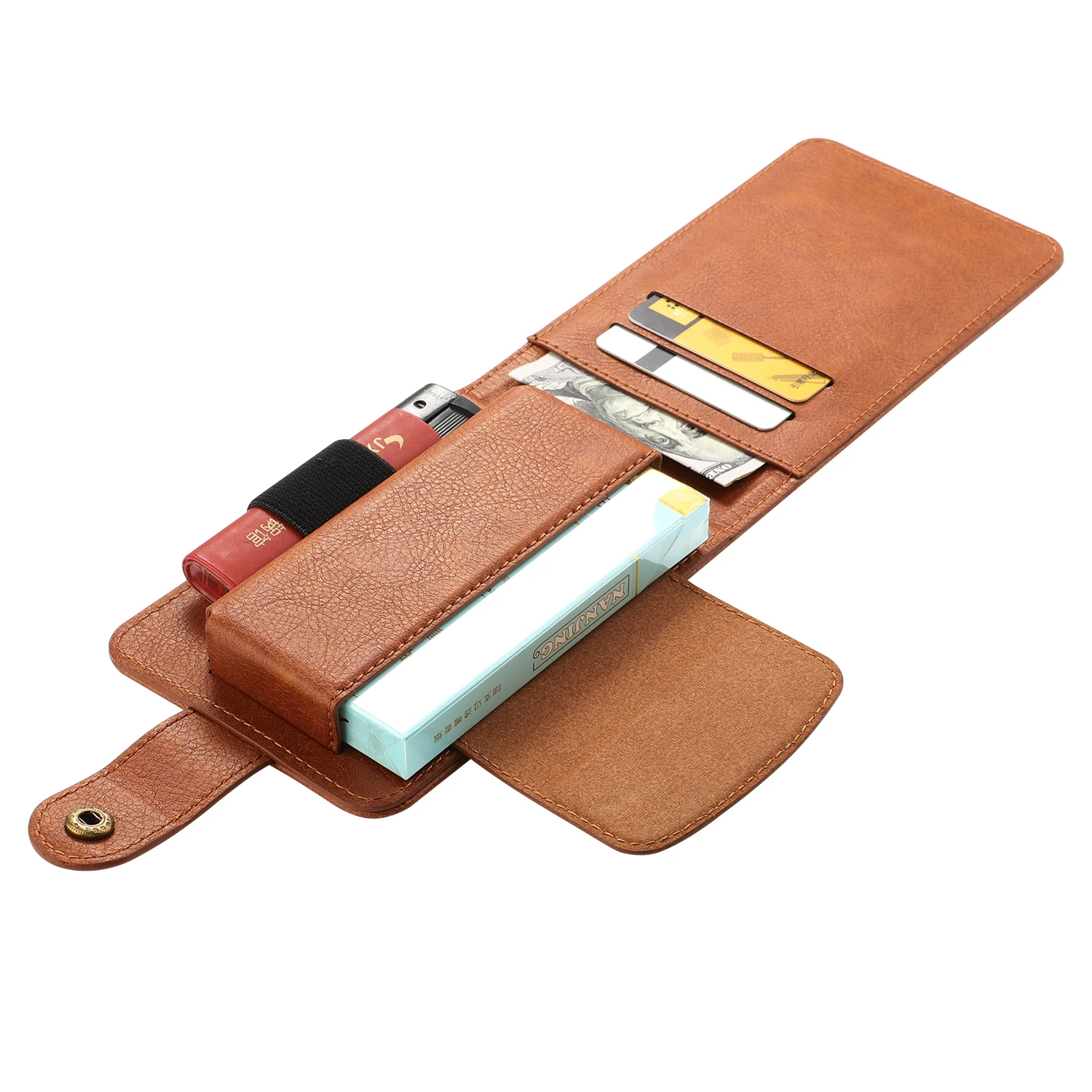 
Tobacco Box Multifunctional Easy Carrying Pu leather Cigarette Box Wallet Case with Cards Slots for Men or Women 