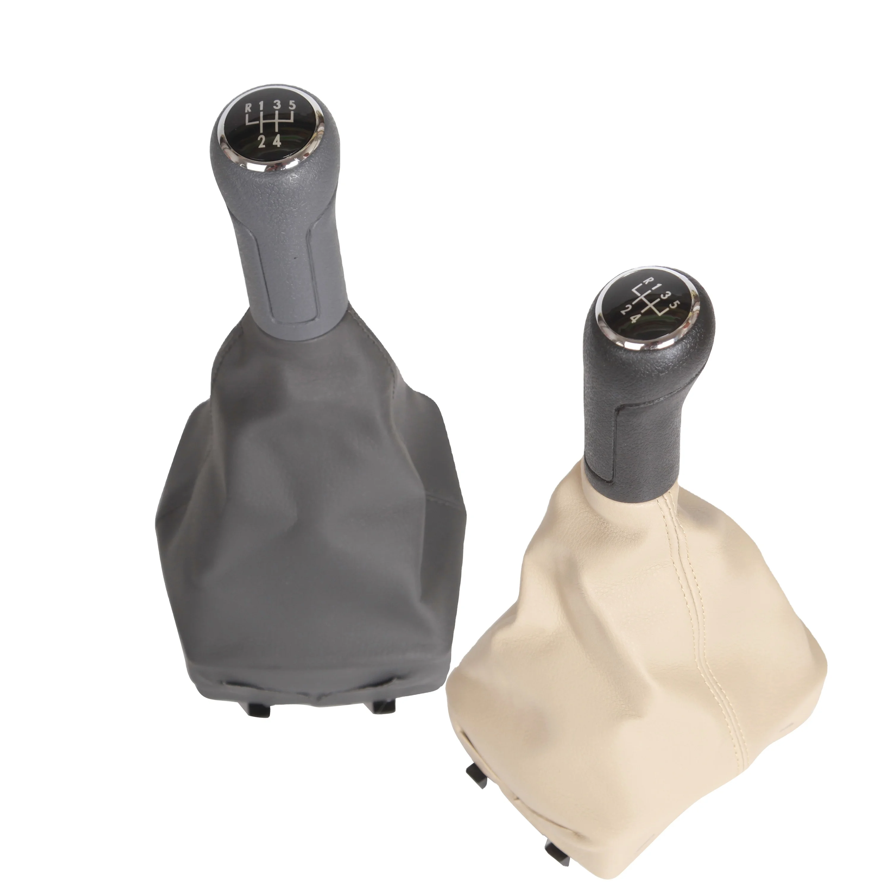 Manufacture auto parts car accessories gray/beige 5 speed leather car gear shift knob dust boot cover universal for VW POLO