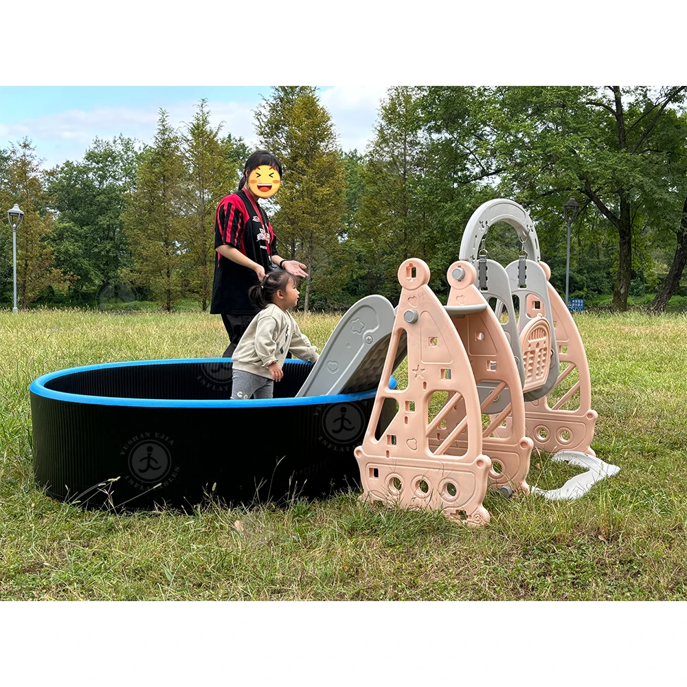 Fun Ocean Sponge Pool 130cm Large Inflatable Soft Ball Pool Pit Round Bounce House With Slide For Babies Play