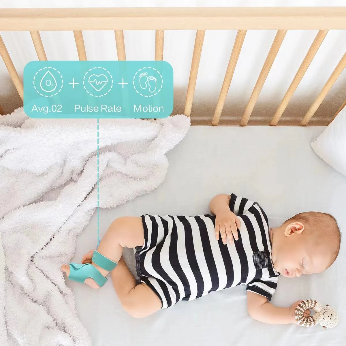 Viatom BabyO2 Wearable Foot Monitor with Bluetooth Baby Sleep Monitor Pulse Oximeters Pediatric