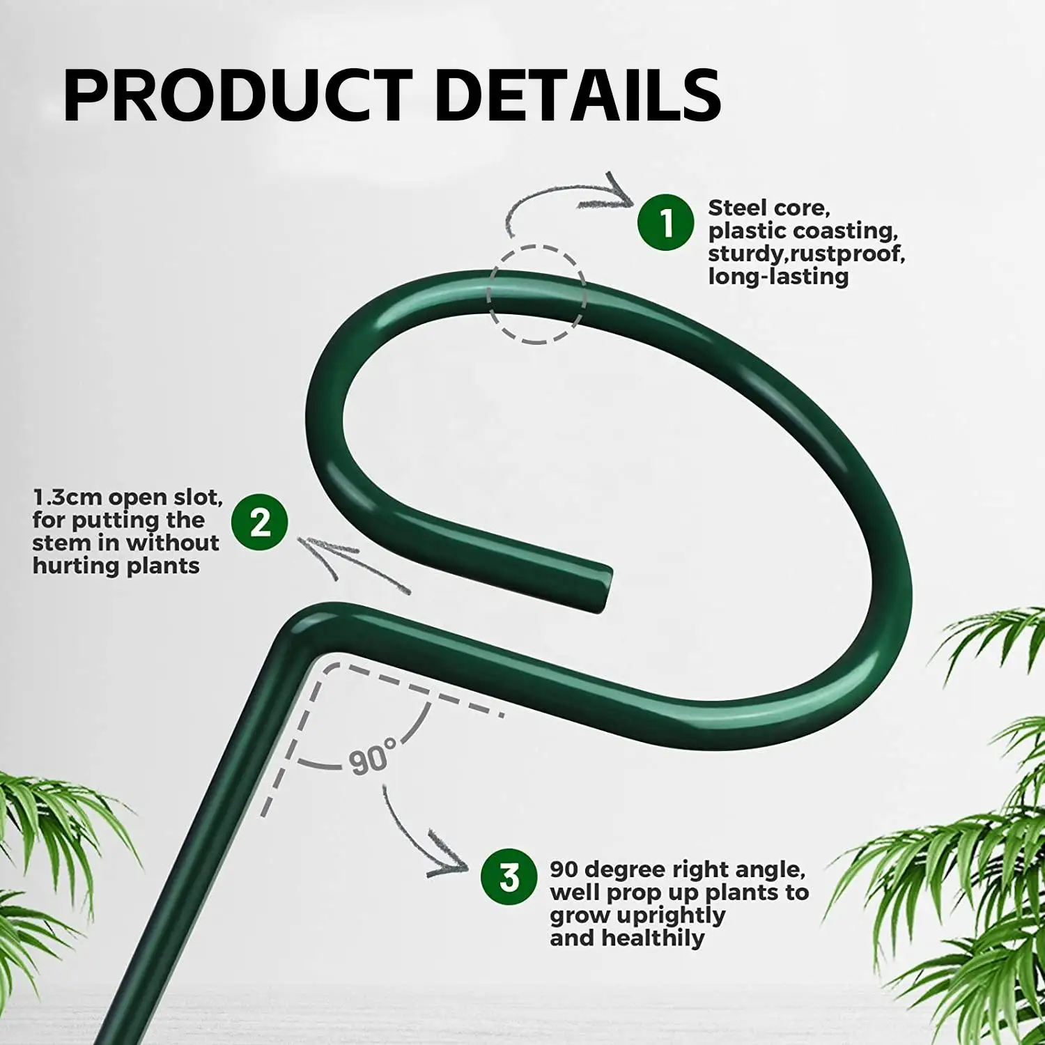 16 Inches/40 Cm Garden Flower Support Plant Support Stakes, Single Plant Stem Flower Support For Flowers