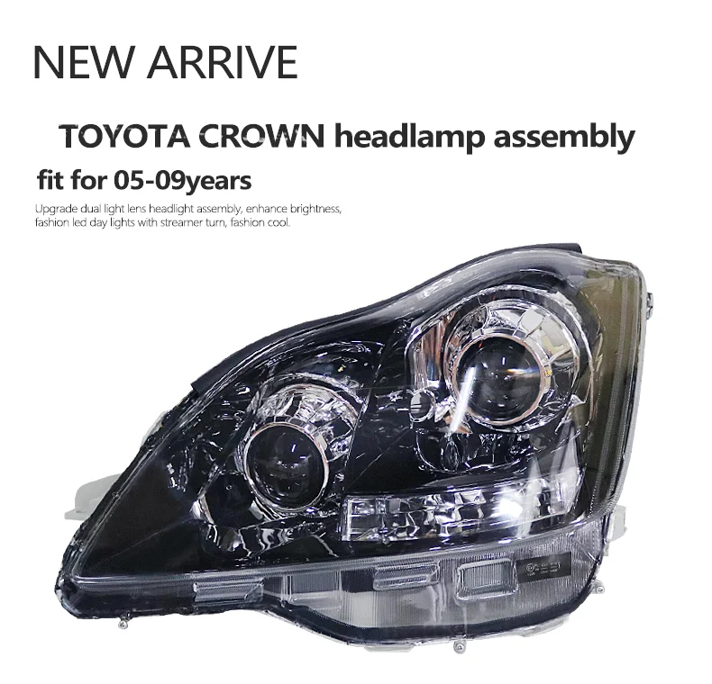 SANVI factory refit headlight assembly with bi led projector lens fit for Toyota Crown 2005-2009