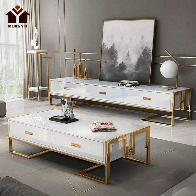 Factory Excellent Quality  Fashion Modern TV Cabinet  Special Offer Made Simple TV Stand Transparent Tempered Top Sofa Table