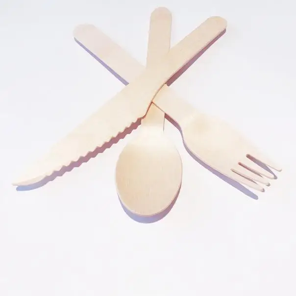 200 Piece Custom Printed Disposable Compostable Cutlery Wooden fork and spoon set cutlery