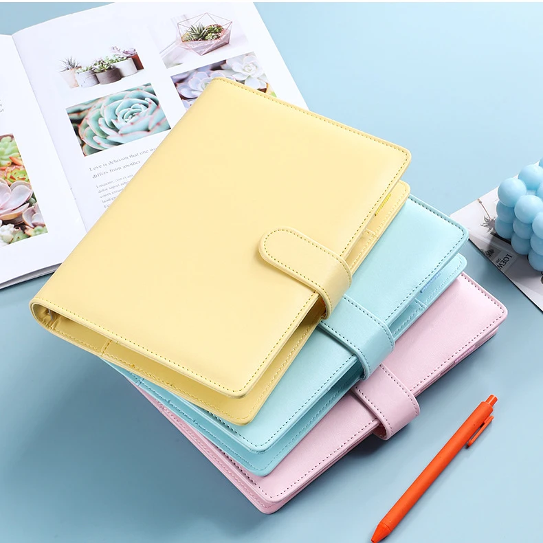 HongShun pu leather planner organizer cute notebook custom planner A5 macaron a6 binder budget binder with cash envelopes