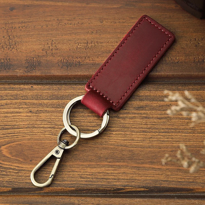 Factory Luxury Cowhide Genuine Leather Casual Vintage Keychain Premium Texture Key Pouch Leather Key Chain