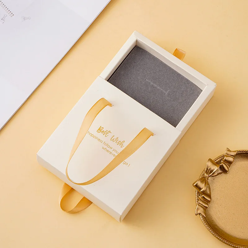 Custom logo printed jewelry necklace drawing box package slide drawer paper box for jewelry packaging