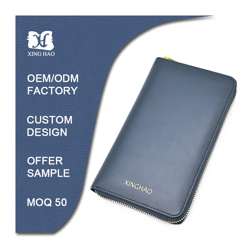 Multi-function Lightweight Card Holder Wallet High End Custom Hanging Real Leather Wallet for Men